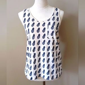 J. Crew Pineapple Print Graphic Tank Top (Size Medium)
